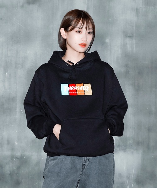 THRASHER(スラッシャー)の「4C BOX LOGO HOODIE SWEAT PARKA/スラッシャー4カラーボックスロゴプリントストリートサイジングプルオーバーフーディ(パーカー・メンズ・ブラック系その他/グレー系その他2/ブラック系その他2/グレー系その他・XX-LARGE/X-LARGE/LARGE/MEDIUM)」の17枚目の写真