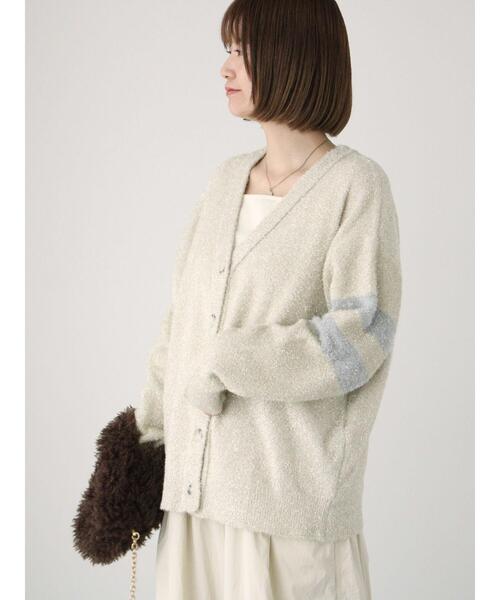 Lugnoncure（ルノンキュール）の「ラメシャギー袖ラインカーディガン（カーディガン/ボレロ・レディース・オフホワイト/ブラック/グレー・F）」の4枚目の写真