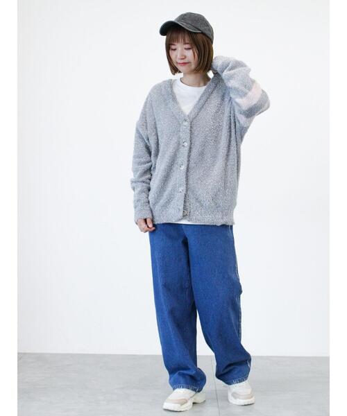 Lugnoncure（ルノンキュール）の「ラメシャギー袖ラインカーディガン（カーディガン/ボレロ・レディース・オフホワイト/ブラック/グレー・F）」の8枚目の写真