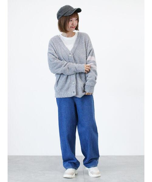 Lugnoncure（ルノンキュール）の「ラメシャギー袖ラインカーディガン（カーディガン/ボレロ・レディース・オフホワイト/ブラック/グレー・F）」の9枚目の写真