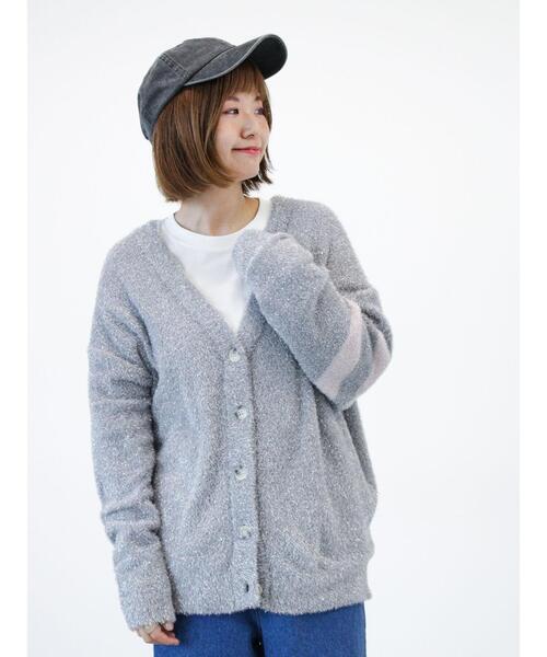 Lugnoncure（ルノンキュール）の「ラメシャギー袖ラインカーディガン（カーディガン/ボレロ・レディース・オフホワイト/ブラック/グレー・F）」の10枚目の写真