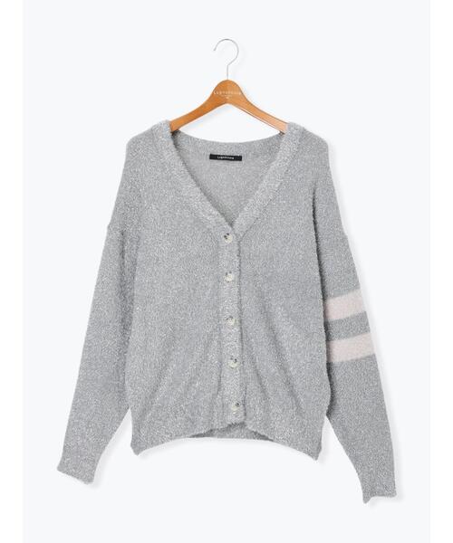 Lugnoncure（ルノンキュール）の「ラメシャギー袖ラインカーディガン（カーディガン/ボレロ・レディース・オフホワイト/ブラック/グレー・F）」の14枚目の写真