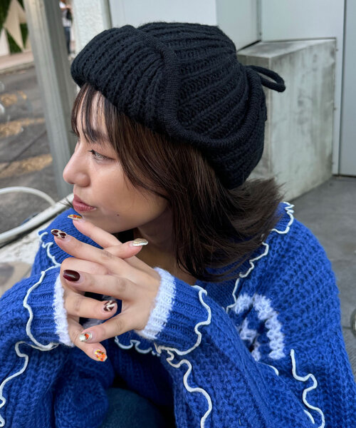 CIAOPANIC(チャオパニック)の「イヤーフライトニットキャップ(ニットキャップ/ビーニー・レディース・ブラック/グレー/ホワイト・ONE SIZE)」の3枚目の写真