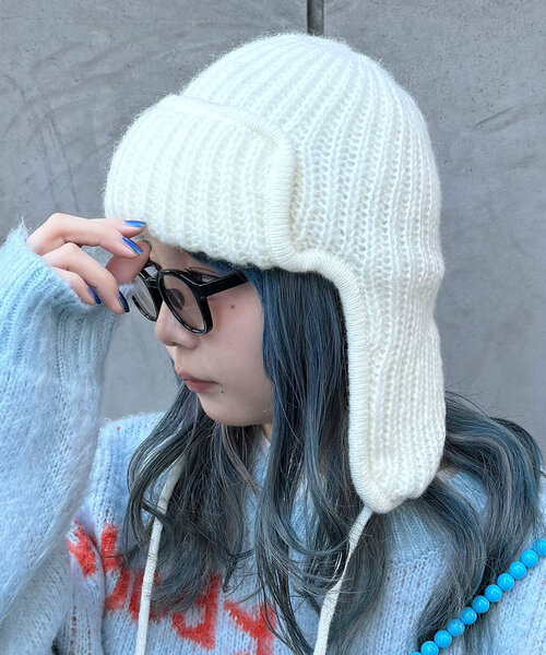 CIAOPANIC(チャオパニック)の「イヤーフライトニットキャップ(ニットキャップ/ビーニー・レディース・ブラック/グレー/ホワイト・ONE SIZE)」の10枚目の写真