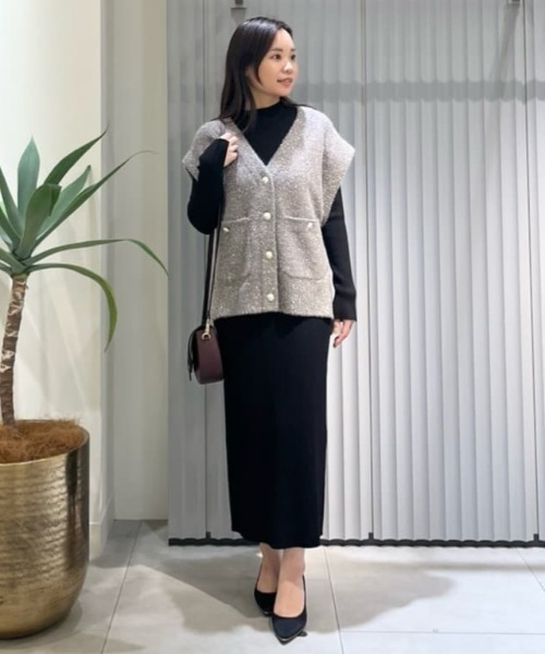 美品　ピンキーアンドダイアン　ラメジレ付きニットワンピース　24AW　ベスト 美品 ピンキーアンドダイアン ラメジレ付きニットワンピース