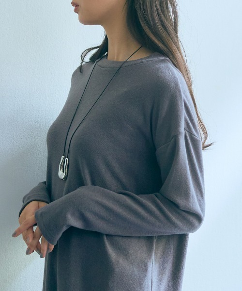 slattgir(スラットジール)の「高身長 カットリブプルオーバー(トールサイズ)Essenave(Tシャツ/カットソー・レディース・アイボリー/グレー・M/L/LL/3L)」の3枚目の写真