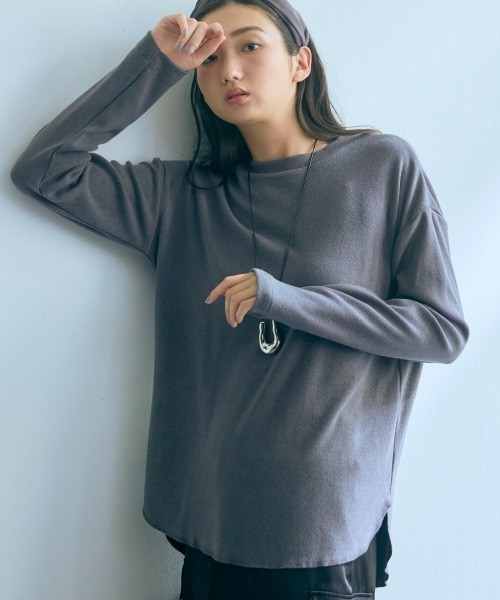 slattgir(スラットジール)の「高身長 カットリブプルオーバー(トールサイズ)Essenave(Tシャツ/カットソー・レディース・アイボリー/グレー・M/L/LL/3L)」の5枚目の写真