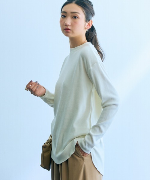 slattgir(スラットジール)の「高身長 カットリブプルオーバー(トールサイズ)Essenave(Tシャツ/カットソー・レディース・アイボリー/グレー・M/L/LL/3L)」の8枚目の写真