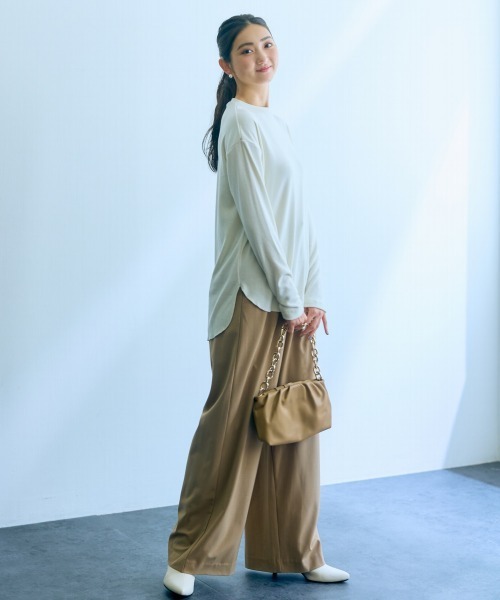 slattgir(スラットジール)の「高身長 カットリブプルオーバー(トールサイズ)Essenave(Tシャツ/カットソー・レディース・アイボリー/グレー・M/L/LL/3L)」の9枚目の写真