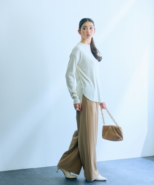 slattgir(スラットジール)の「高身長 カットリブプルオーバー(トールサイズ)Essenave(Tシャツ/カットソー・レディース・アイボリー/グレー・M/L/LL/3L)」の11枚目の写真