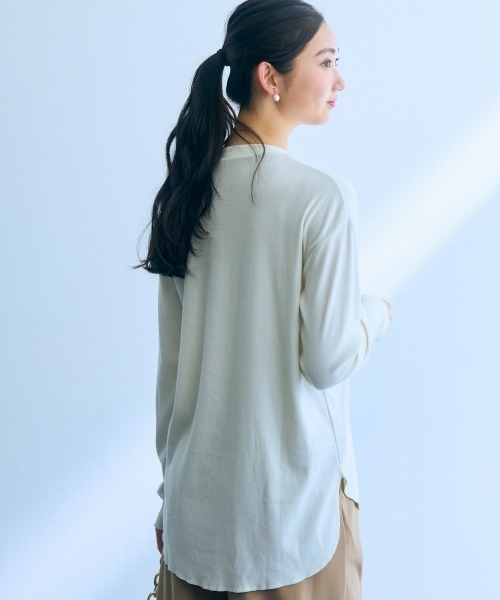 slattgir(スラットジール)の「高身長 カットリブプルオーバー(トールサイズ)Essenave(Tシャツ/カットソー・レディース・アイボリー/グレー・M/L/LL/3L)」の13枚目の写真