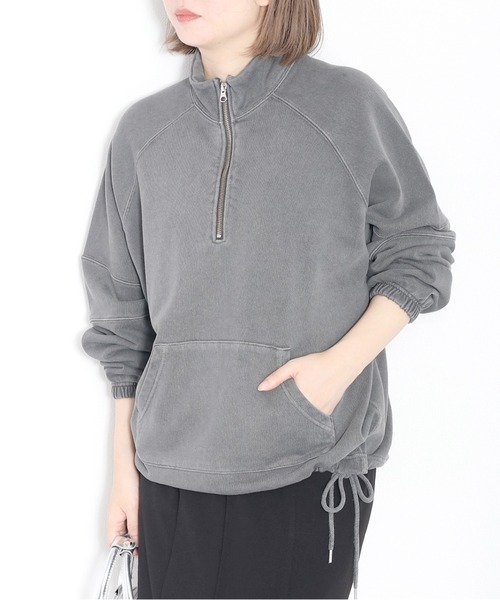 cepo(セポ)の「〈セットアップ対応〉16/10 裏毛ハーフジッププルオーバー(スウェット・レディース・オフホワイト/チャコール・M)」の7枚目の写真