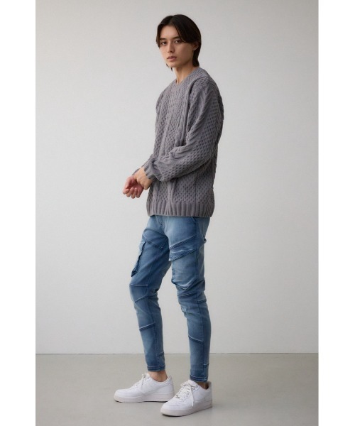 AZUL by moussy（アズールバイマウジー）の「AZUL DENIM ファティーグジョグ（デニムパンツ・メンズ・ブラック/ブルー・MEDIUM/LARGE）」の12枚目の写真