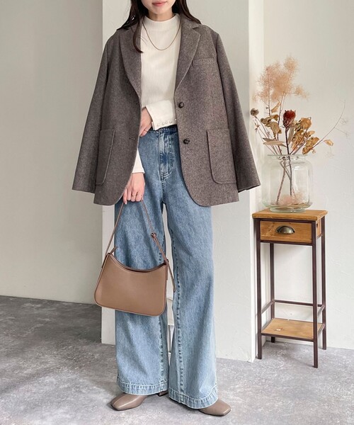 fredy emue（フレディエミュ）の「袖口パールリブモックネックプルオーバー（その他トップス・レディース・ブラック/オフホワイト/キャメル/ライトグレー・38）」の6枚目の写真