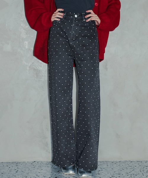 ドットストレートデニムパンツ(デニムパンツ)|Ampirula(アンピルーラ)
