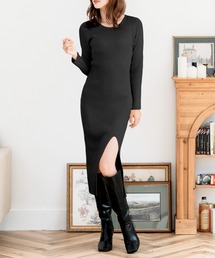 JULIA BOUTIQUE（ジュリアブティック）の「選べるUネック・ハイネック スリット入りタイトニットワンピース（ワンピース）」