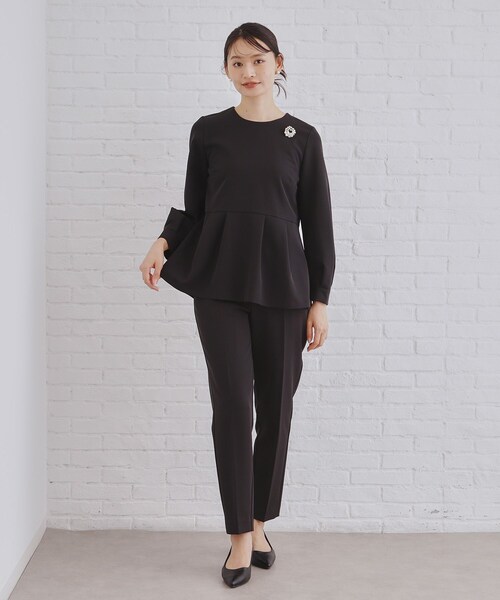 《通勤・セレモニー/セットアップ対応》ペプラムブラウス/ダブルクロス【洗濯機洗い可】（シャツ/ブラウス）｜OPAQUE.CLIP（オペークドットクリップ）