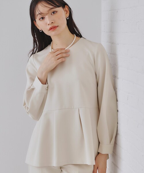 《通勤・セレモニー/セットアップ対応》ペプラムブラウス/ダブルクロス【洗濯機洗い可】（シャツ/ブラウス）｜OPAQUE.CLIP（オペークドットクリップ）