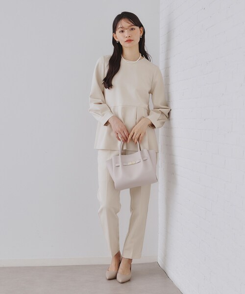 《通勤・セレモニー/セットアップ対応》ペプラムブラウス/ダブルクロス【洗濯機洗い可】（シャツ/ブラウス）｜OPAQUE.CLIP（オペークドットクリップ）