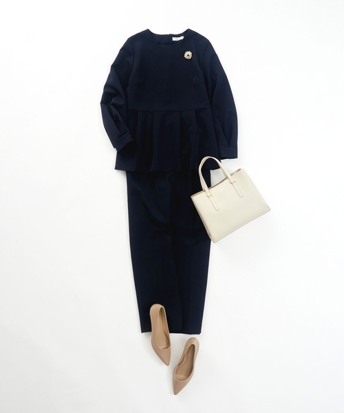 《通勤・セレモニー/セットアップ対応》ペプラムブラウス/ダブルクロス【洗濯機洗い可】（シャツ/ブラウス）｜OPAQUE.CLIP（オペークドットクリップ）