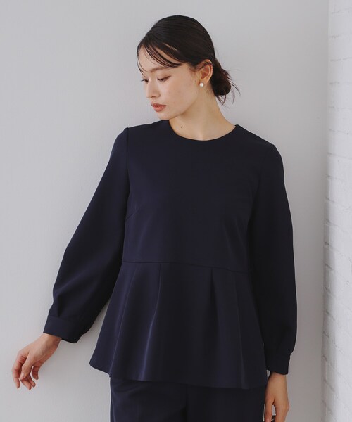 《通勤・セレモニー/セットアップ対応》ペプラムブラウス/ダブルクロス【洗濯機洗い可】（シャツ/ブラウス）｜OPAQUE.CLIP（オペークドットクリップ）