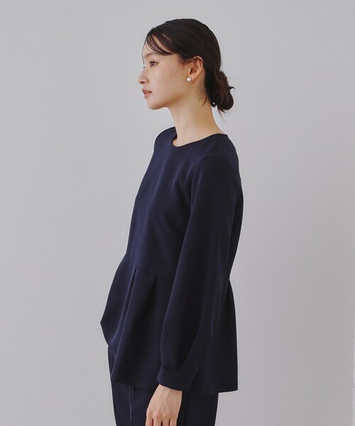 《通勤・セレモニー/セットアップ対応》ペプラムブラウス/ダブルクロス【洗濯機洗い可】（シャツ/ブラウス）｜OPAQUE.CLIP（オペークドットクリップ）