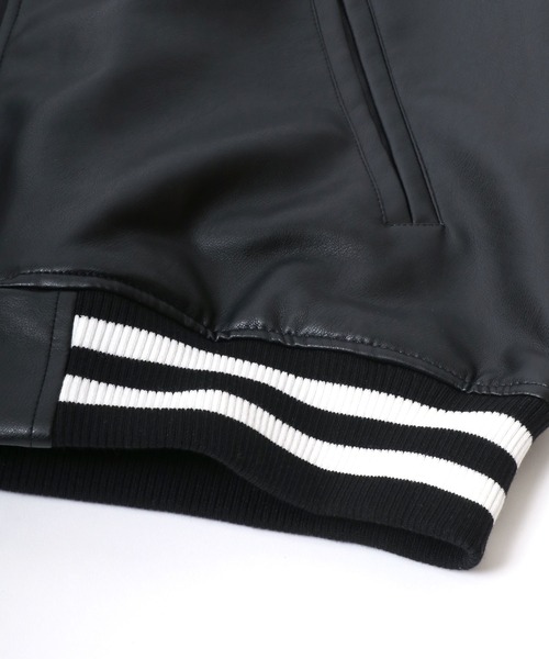 セール】フロントロゴ刺繍フェイクレザースタジャン メンズ レディース