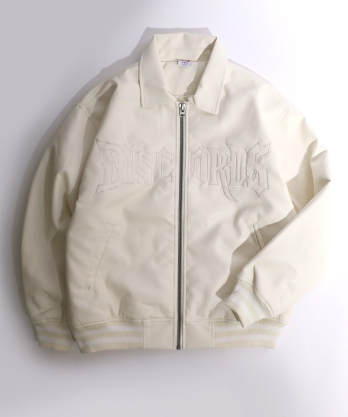 セール】フロントロゴ刺繍フェイクレザースタジャン メンズ レディース