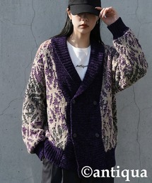 antiqua（アンティカ）の「和柄ダブルカーディガン（ニット/セーター）」