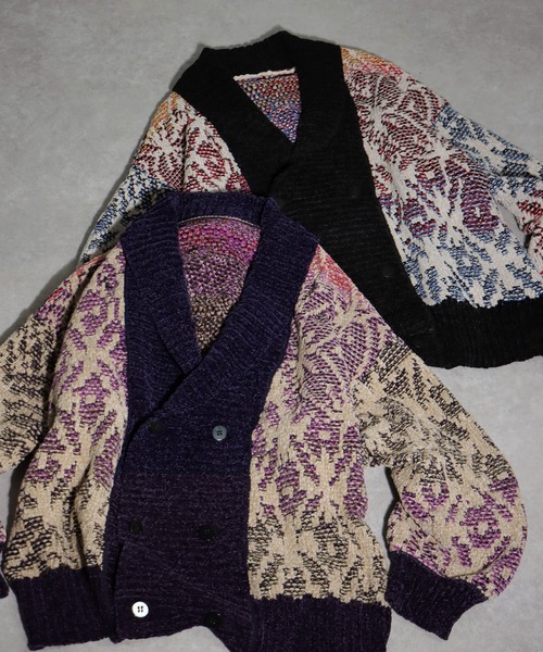 和柄ダブルカーディガン（ニット/セーター）｜antiqua（アンティカ）