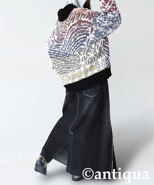 和柄ダブルカーディガン（ニット/セーター）｜antiqua（アンティカ）