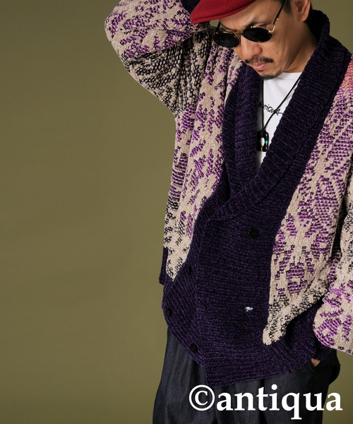 和柄ダブルカーディガン（ニット/セーター）｜antiqua（アンティカ）