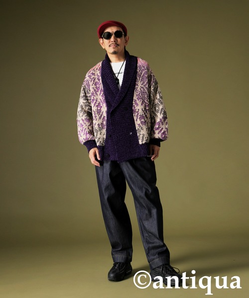 和柄ダブルカーディガン（ニット/セーター）｜antiqua（アンティカ）