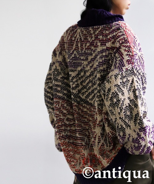 和柄ダブルカーディガン（ニット/セーター）｜antiqua（アンティカ）