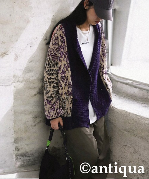 和柄ダブルカーディガン（ニット/セーター）｜antiqua（アンティカ）