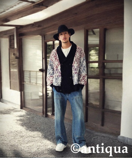 和柄ダブルカーディガン（ニット/セーター）｜antiqua（アンティカ）