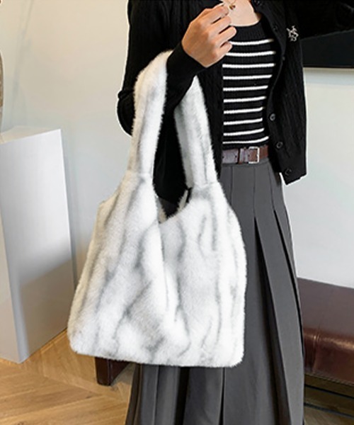 Miniministore(ミニミニストア)の「トートバッグ レディース ファーバッグ(トートバッグ・レディース・アイボリー/ホワイト/グレー・FREE)」の10枚目の写真