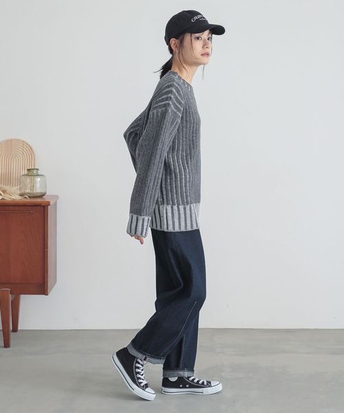 二重臼配色リブ編みニット』（ニット/セーター）｜n'OrLABEL（ノアール