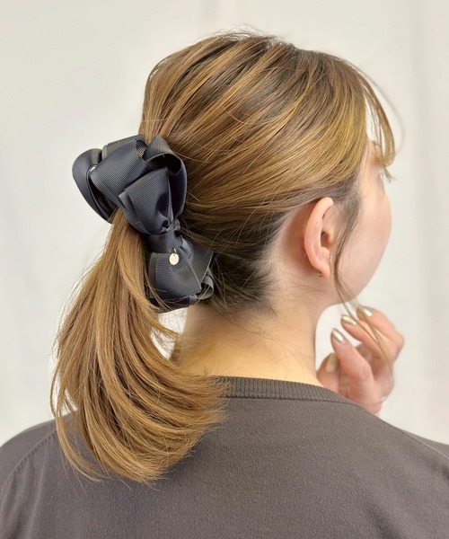 ブラウンのグログランのリボンのヘアアクセサリー 楽天市場】グログランリボンバレッタ ヘアアクセ ヘアアクセサリー