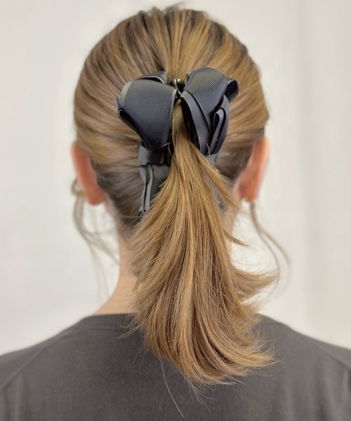 グログラン配色リボンバナナクリップ（バレッタ/ヘアクリップ