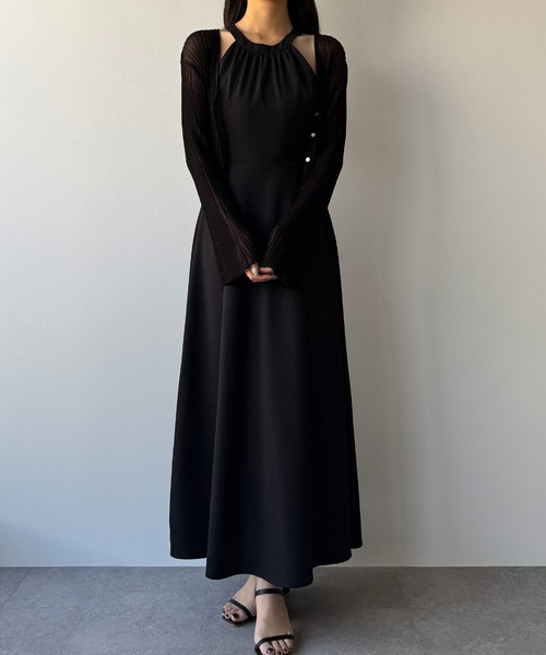 美品　TO BE CHlC 　ニット　ロング　カーディガン　46　黒　ワンピース TO BE CHIC☆size46黒ニットロングカーディガン定価51700円 2025年最新