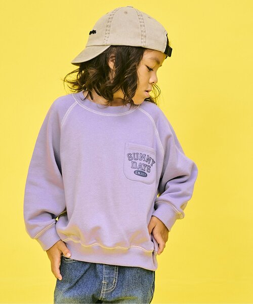 labyrins スウェット セール】【ジュニア対応】カラーステッチラグラントレーナー