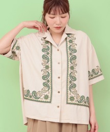 Rico ライトデニムペイズリー刺繍シャツ