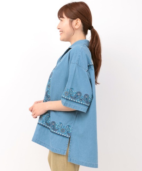 チチカカ(チチカカ)の「Rico ライトデニムペイズリー刺繍シャツ(シャツ/ブラウス・レディース・ブルー/オフホワイト/インディゴブルー・FREE)」の14枚目の写真