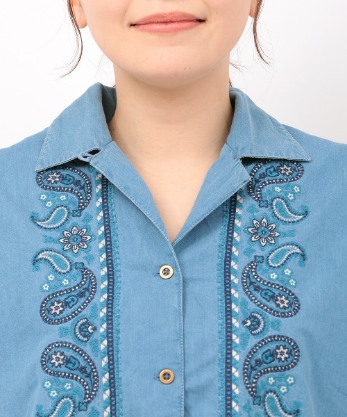 チチカカ(チチカカ)の「Rico ライトデニムペイズリー刺繍シャツ(シャツ/ブラウス・レディース・ブルー/オフホワイト/インディゴブルー・FREE)」の16枚目の写真