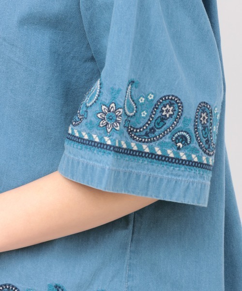 チチカカ(チチカカ)の「Rico ライトデニムペイズリー刺繍シャツ(シャツ/ブラウス・レディース・ブルー/オフホワイト/インディゴブルー・FREE)」の17枚目の写真