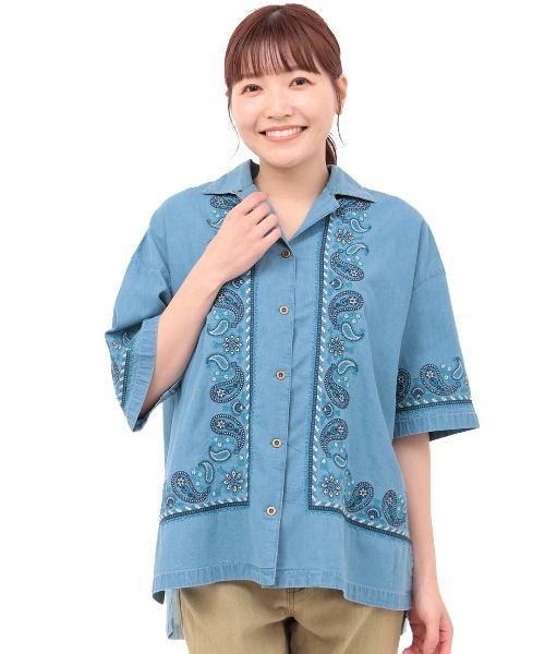 チチカカ(チチカカ)の「Rico ライトデニムペイズリー刺繍シャツ(シャツ/ブラウス・レディース・ブルー/オフホワイト/インディゴブルー・FREE)」の13枚目の写真