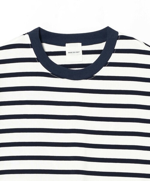 sage de cret(サージュデクレ)の「sage de cret / Border Crew Neck T-shirt 6/10(Tシャツ/カットソー・メンズ・オフホワイト/ネイビー・L/S/M)」の4枚目の写真