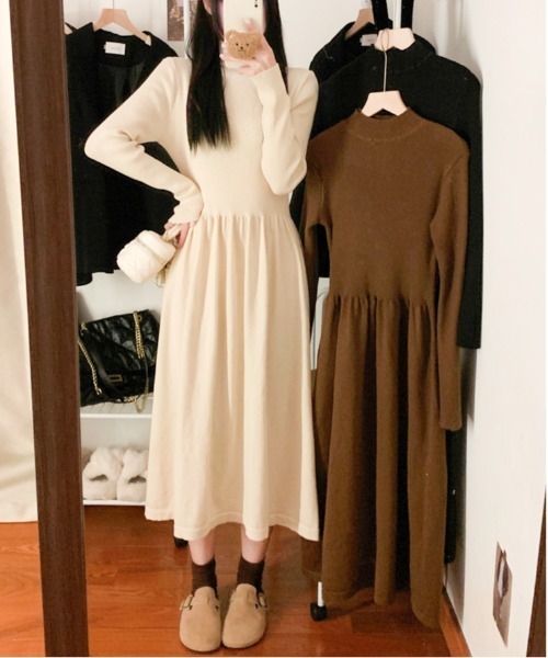 Per sist ence（パーシエンス）の「コンビネーションニットワンピース（ワンピース・レディース・ブラウン/ベージュ/グレー/ブラック・FREE）」の20枚目の写真