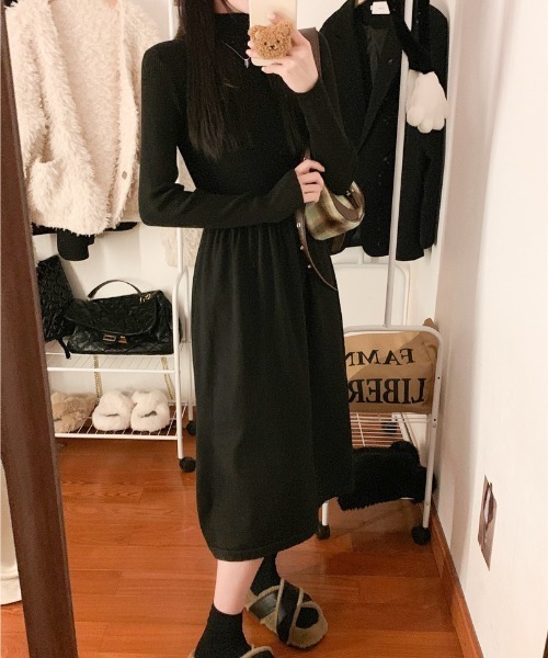 Per sist ence（パーシエンス）の「コンビネーションニットワンピース（ワンピース・レディース・ブラウン/ベージュ/グレー/ブラック・FREE）」の7枚目の写真